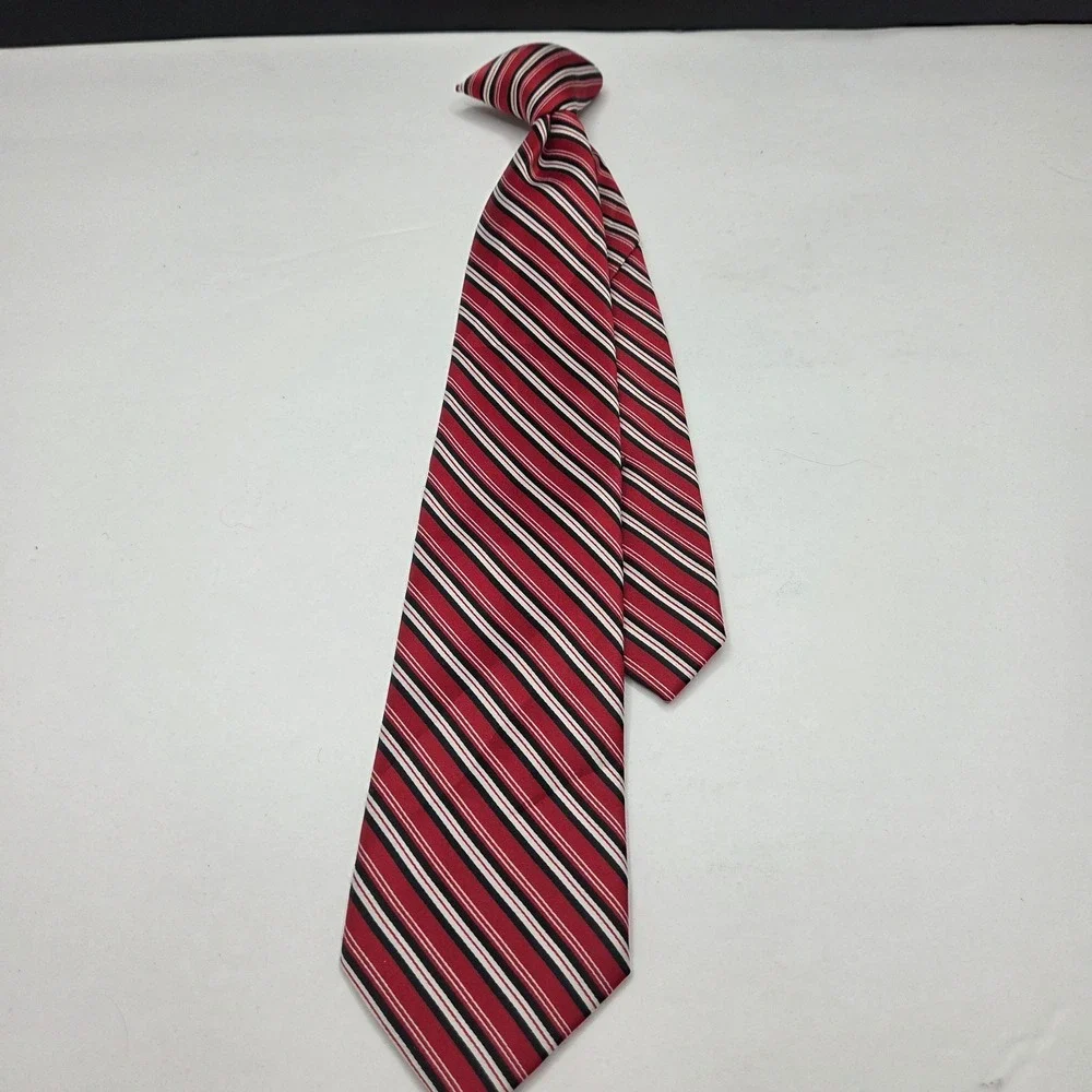 Cherokee Boys Clip On Tie Striped Red Black White Size M 8-12 School Formal 14
